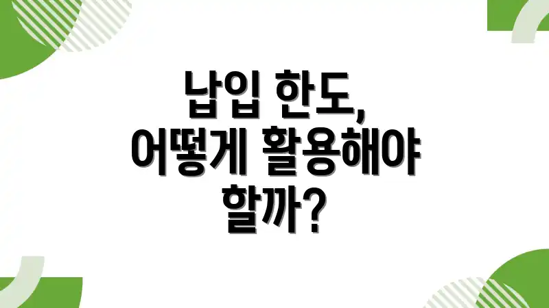 납입 한도, 어떻게 활용해야 할까?
