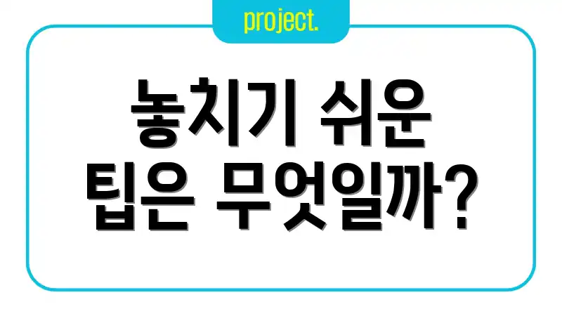 놓치기 쉬운 팁은 무엇일까?