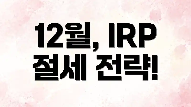 12월, IRP 절세 전략!