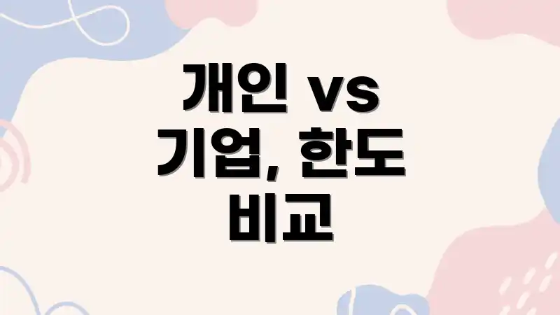 개인 vs 기업, 한도 비교