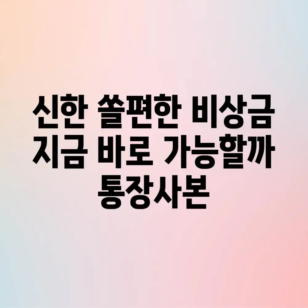 신한 쏠편한 비상금, 지금 바로 가능할까? (+통장사본