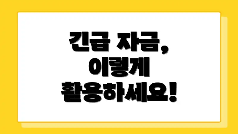 긴급 자금, 이렇게 활용하세요!