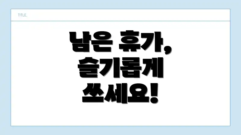 남은 휴가, 슬기롭게 쓰세요!