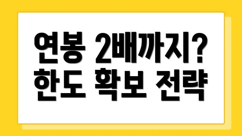 연봉 2배까지? 한도 확보 전략