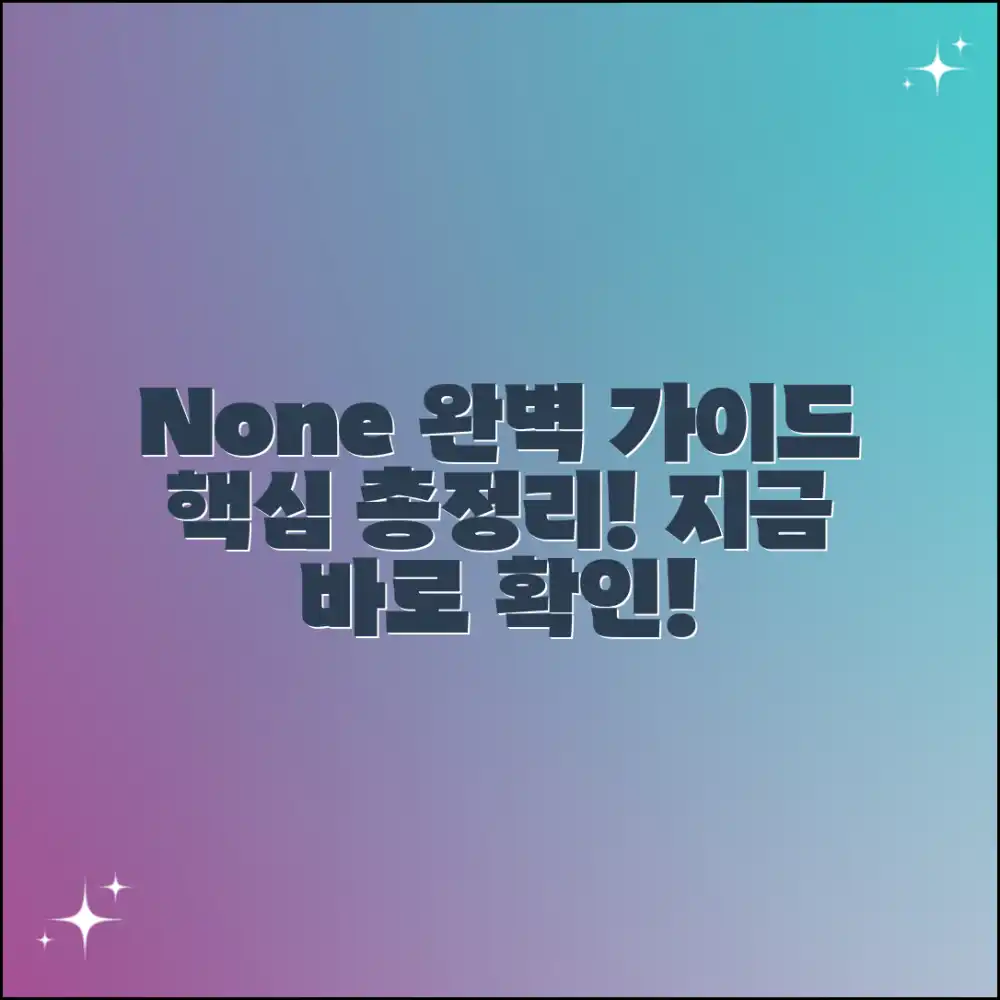 None: 완벽 가이드